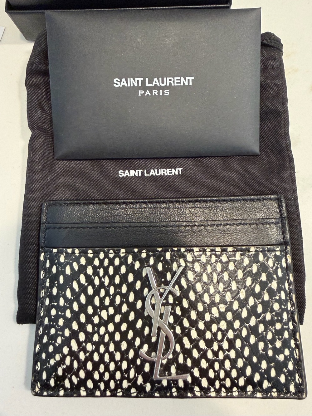 YSL Saint Laurent Python Embossed Card Case RARE - Picture 6 of 6